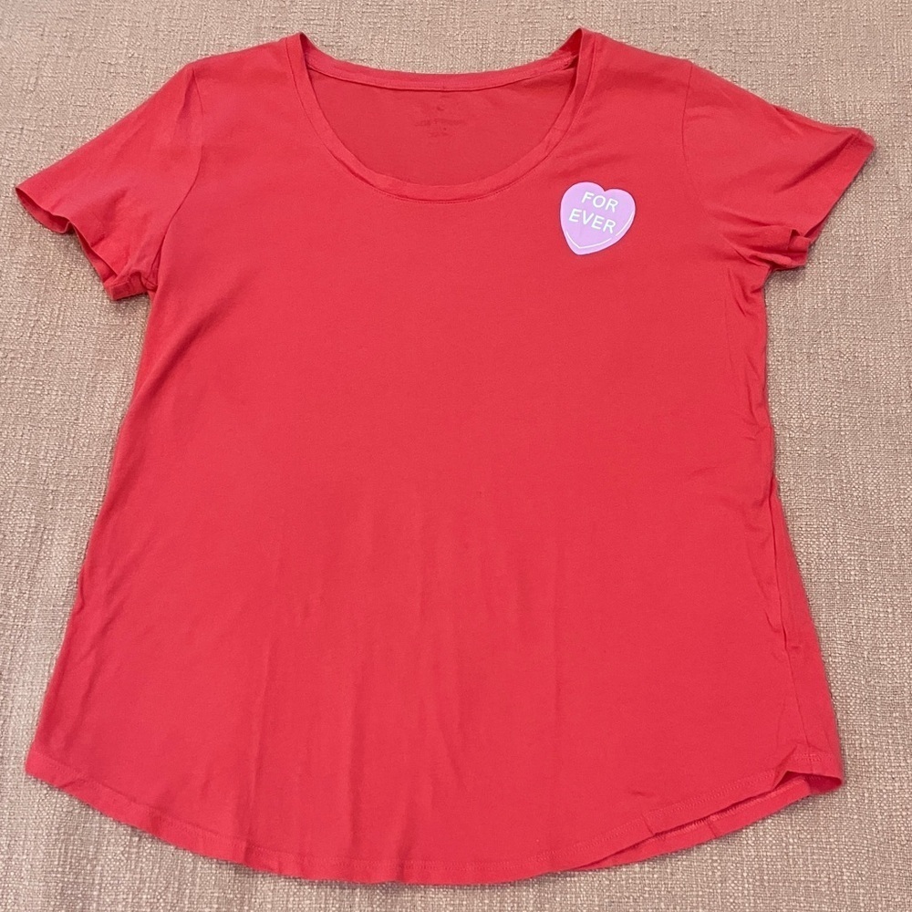 Heart logo coral Short Sleeve cotton t-shirt
